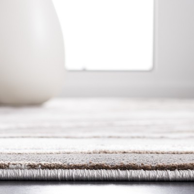 Gray and Beige Abstract Non-slip Synthetic Area Rug