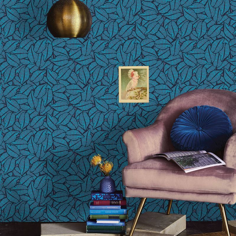 Layered Leaves Peel &#38; Stick Wallpaper Blue - Opalhouse&#8482;, 4 of 6
