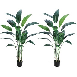 6/7FT Artificial Bird of Paradise Palm Tree – Realistic Faux Plant with 17/20 Trunks & Flower Options for Indoor/Outdoor Modern Decor (1 or 2 Pack) - 1 of 4