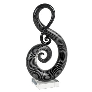 HomeRoots 12" Black and White Murano Glass Modern Abstract Tabletop Sculpture - 1 of 4