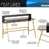 PAGED Modern Computer Desk, Home Office Desk with Storage Drawer and X-Shaped Legs for Office, Study - 2 of 4