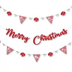 Big Dot of Happiness Flamingle Bells - Tropical Christmas Party Letter Banner Decoration - 36 Banner Cutouts and Merry Christmas Banner Letters