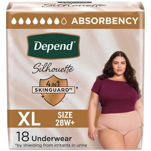 Depend Silhouette Incontinence & Postpartum Underwear for Women - Maximum Absorbency - XL - Pink - 18ct - 1 of 4