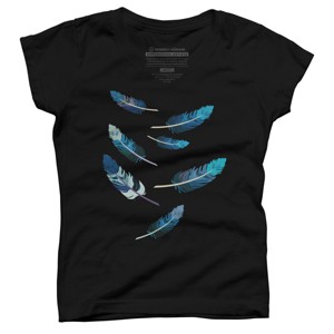 Girl's Design By Humans Blue Feathers By artado T-Shirt - 1 of 3