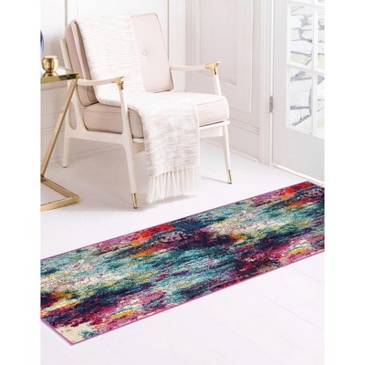 Chromatic Sunset Abstract Colorful Indoor Runner Rug