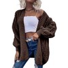 Imily Bela Womens Oversized Open Front Cable Knit Cardigan Sweaters Lantern Long Sleeve Chunky Outwear Coats - 2 of 4