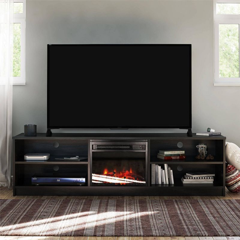 Newton Electric Fireplace Insert with 4 Shelves TV Stand for TVs up to 75" - Room & Joy, 2 of 10