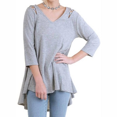 Women's Criss Cross Cutout Detail Tunic Top - umgee