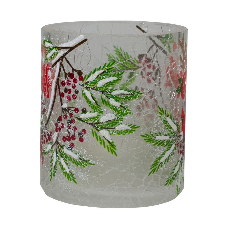 Northlight 2.75-Inch Cardinal and Pine Hand Painted Flameless Christmas Candle Holder, 5 of 6
