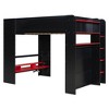 Whisen Full Size Wood Bunk Bed with Height-Adjustable Desk, Wardrobe, Ample Storage Space, RGB Light - 4 of 4