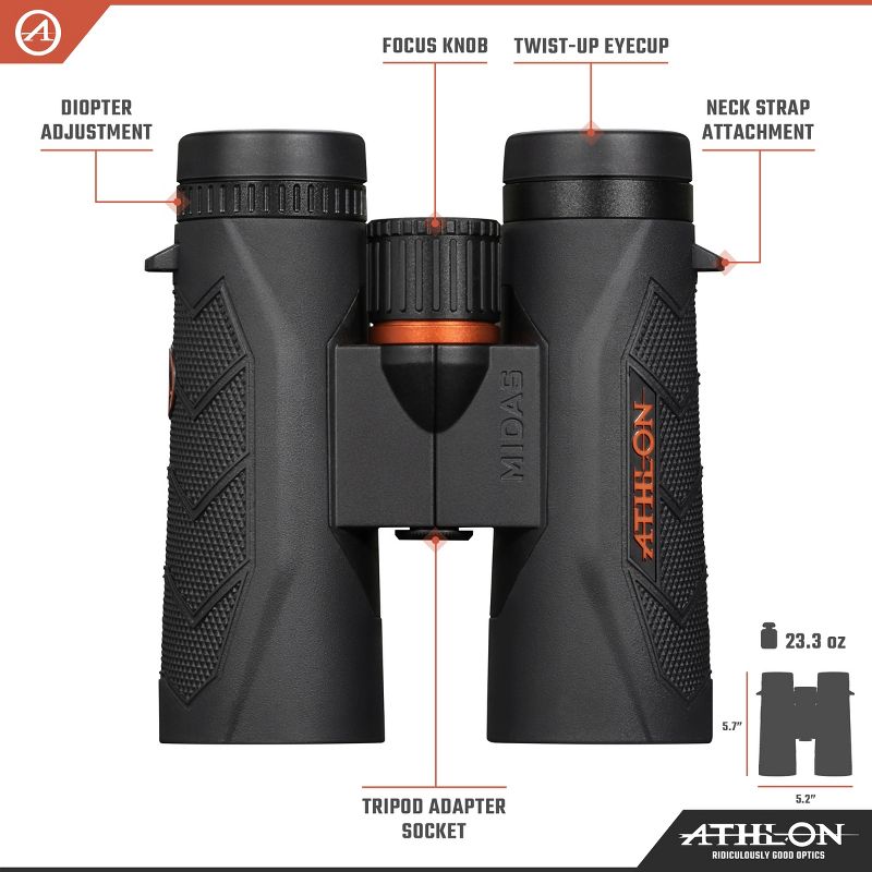 Athlon Optics Midas G2 UHD Binoculars with Eye Relief for Adults and Kids, High-Powered Binoculars for Hunting, Birdwatching, and More, 2 of 10