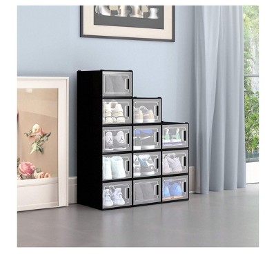 12 Pcs Stackable Storage Boxes, Organizers and Drawers for Shoes Sneaker Container Transparent