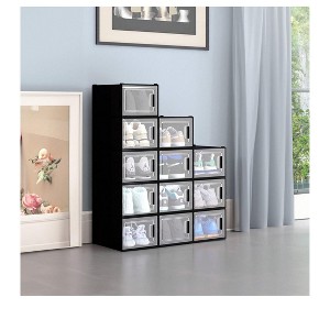 12 Pcs Stackable Storage Boxes, Organizers and Drawers for Shoes Sneaker Container Transparent - 1 of 4