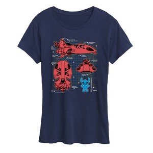 Women's - Disney - Stitch Ship Schematic Short Sleeve Graphic T-Shirt - 1 of 4