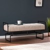 Tedges Upholstered Bench Beige/Gray - Aiden Lane: Transitional Style, Linen Fabric, Metal Frame, for Entryway - image 4 of 4