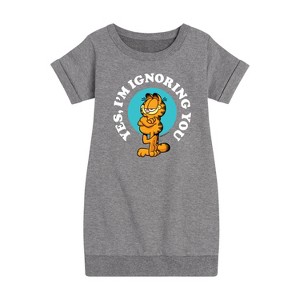 - Garfield - Ignoring You Graphic Short Sleeve Fleece Dress - 1 of 4