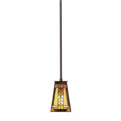 Toltec Lighting Apollo 1 - Light Pendant in  Dark Granite with 5" Square Santa Cruz Art Glass Shade