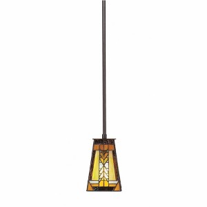Toltec Lighting Apollo 1 - Light Pendant in  Dark Granite with 5" Square Santa Cruz Art Glass Shade - 1 of 1