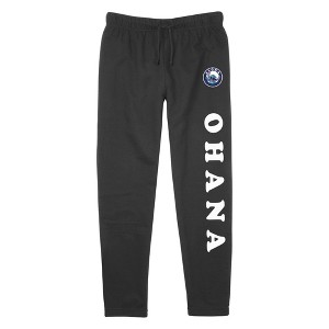 Junior's Lilo & Stitch Ohana Alien Icon  Jogger Sweatpants - Black - X Large - 1 of 3