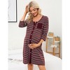 WhizMax Mothers Day Gifts Maternity Nightgown Women's 3/4 Sleeve Striped Nursing Sleepshirt Full Button Breastfeeding Sleep Dress - 2 of 4