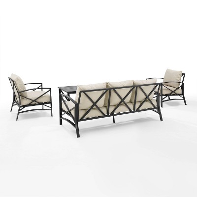Oatmeal and Bronze 4-Piece Outdoor Sofa Set with Cushions