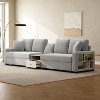 Christopher Knight Home Cale 127.9'' Modern 4-Seater Chenille Upholstered Sectional Sofa with Console, Storage Armrest and Pillows - 2 of 4