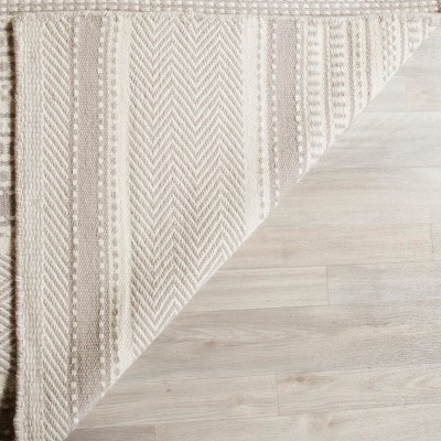 Handmade Grey and Ivory Wool Flat Woven Reversible Rug, 3'x5'