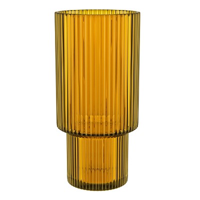 American Atelier Vintage Art Deco 11 oz. Fluted Drinking Glasses Set of 4, Unique Cups for Weddings, Cocktails or Bar, Ribbed Glass Cup, Smoke Grey