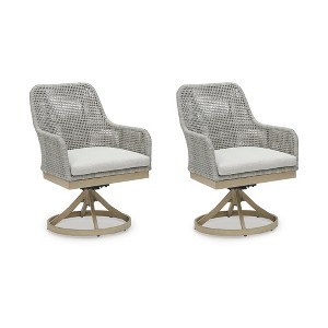 Signature Design by Ashley Seton Creek Outdoor Swivel Dining Chair (Set of 2), Gray - 1 of 4