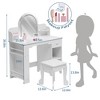 Kids Vanity with Lighted Mirror, 2 in 1 Little Girls Vanity Table & Stool, Kids Makeup with Bookshelf, Drawer & Open Shelves for 3-9 Yrs Girls - 3 of 4
