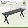 Costway 1/2 PCS 54" Patio Metal Bench with Slatted Seat & X Legs Backless Loveseat for Yard - 3 of 4