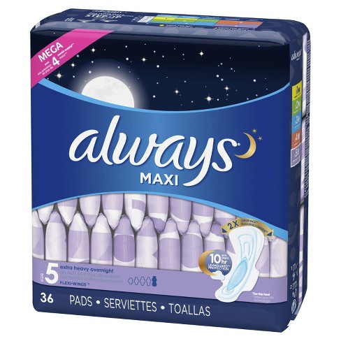always maxi pads overnight heavy extra 36ct target