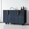 54" 4-Door Sideboard Buffet Cabinet with Adjustable Shelves, Solid Wood Legs, Fluted Doors & Distressed Finish for Kitchen, Dining Room - 3 of 4