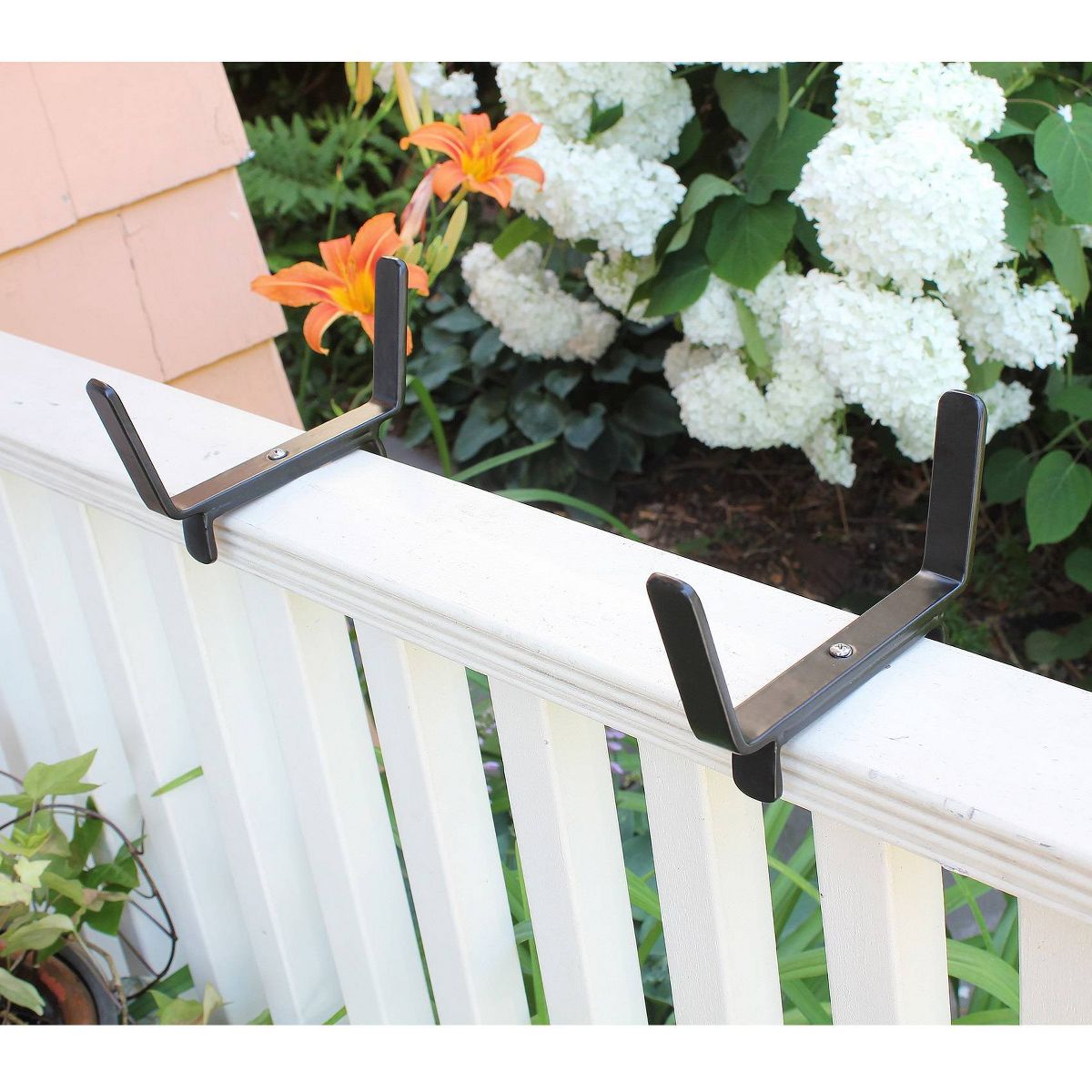 4" Steel Flower Box Rail Bracket Black - ACHLA Designs: Secure Container Garden Holder for 2x4 Railings - thumbnail 3
