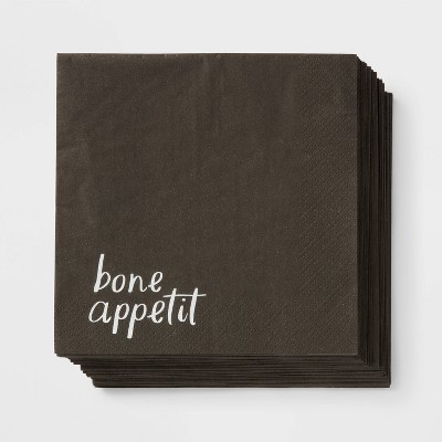 Halloween 30ct Black Bone Appetite Lunch Napkins - Spritz™