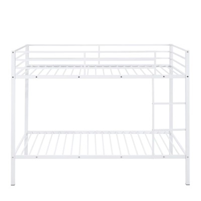 AZL1 Life Concept Beds Metal Bunk Bed Kid-Friendly Design Low Profile Space-Saving Frame with Built-In Ladder , White, 77.56"*41.34"*61.81"