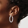 Black Bow Jewelry 3mm, 14k White Gold Square Tube Round Hoop Earrings, 30mm (1 1/8 Inch) - 3 of 4