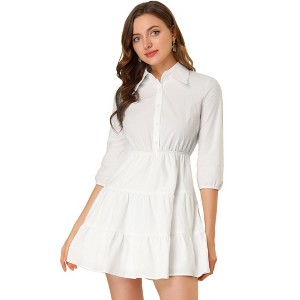INSPIRE CHIC Women's Elegant Work Office 3/4 Sleeve Tiered Dress - 1 of 4