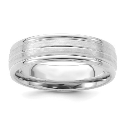 Black Bow Jewelry 6mm 14K White or Yellow Gold Light Wgt Grooved Edge Comfort Fit Band