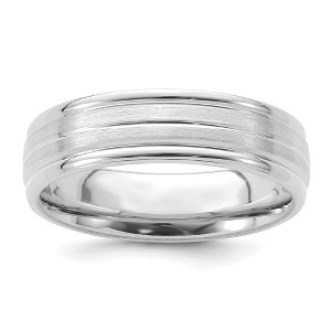 Black Bow Jewelry 6mm 14K White or Yellow Gold STD Wgt Grooved Edge Comfort Fit Band - 1 of 4