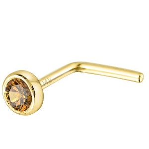 Jewelry Avalanche 22G 14K Gold Bezel-set Citrine L-shape Nose Stud - 1 of 1