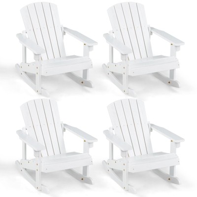 Infans 4PCS Kid Adirondack Rocking Chair Outdoor Solid Wood Slatted seat Backrest