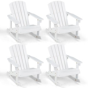 Infans 4PCS Kid Adirondack Rocking Chair Outdoor Solid Wood Slatted seat Backrest - 1 of 4