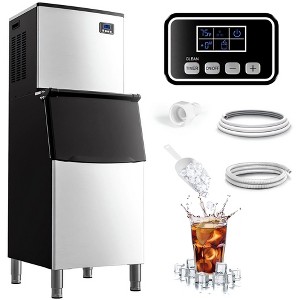 Simzlife 400Lbs/24H Commercial Ice Maker Machine, Stainless Steel Clear Ice Cube Maker with 250 lb. Storage Capacity - 1 of 4