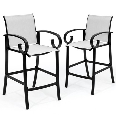 Pellebant 2pc Sunbrella Outdoor Bar Stool Aluminum Patio Counter Height Barstools