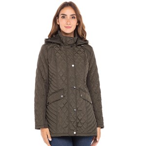 Sebby Collection Women's Quilted Jacket with Detachable Hood - 1 of 4