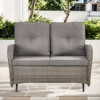 Buenhomino Patio Loveseat Glider Wicker Loveseat Rattan Glider Sofa with Curved Armrest Thicking Back & Seat Cushions for Garden Balcony Backyard - 4 of 4