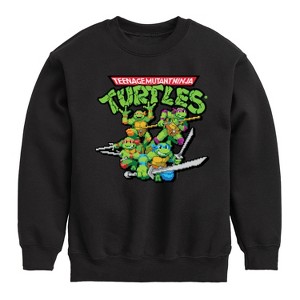 Boys' - Teenage Mutant Ninja Turtles - Gaming Group And Logo Graphic Long Sleeve Fleece Sweatshirt - 1 of 4