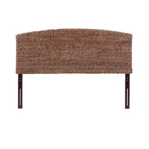 King Estern Banana Leaf Panel Headboard Dark Brown - Summerland Home: Tropical-Inspired, Wood Frame, Woven Texture - 1 of 4