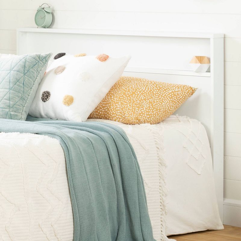 Full/Queen Kanagane Headboard with Shelf Pure White - South Shore, 3 of 8